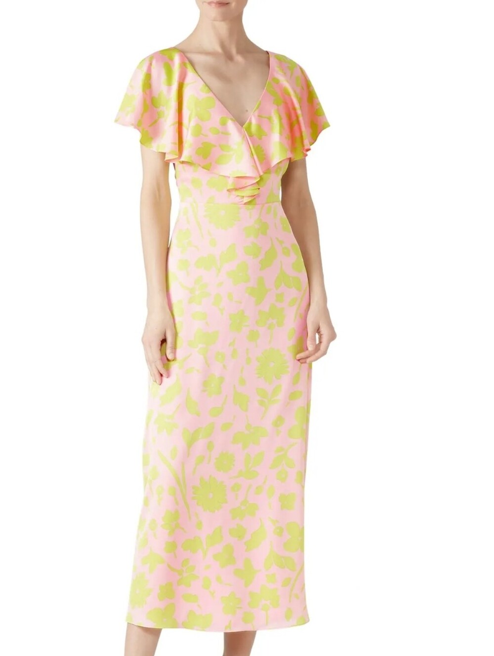 Kate Spade New York Floral Splash Satin Midi Dress